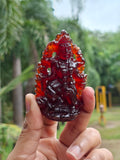 Goddess Kali Statue in Hessonite Garnet (Gomed) Stone: Elevate Your Space with Divine Power and Prosperity | Weight 710 carats