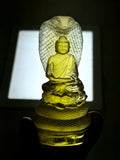 Citrine Lord Buddha Protected by Serpent Carving – A Masterpiece of Protection, Abundance, and Spiritual Strength | Reiki/Chakra/Healing/Energy | Home Decor