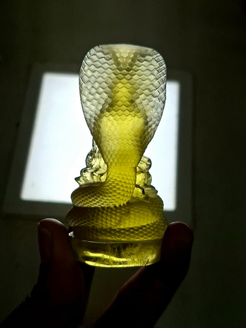 Citrine Lord Buddha Protected by Serpent Carving – A Masterpiece of Protection, Abundance, and Spiritual Strength | Reiki/Chakra/Healing/Energy | Home Decor