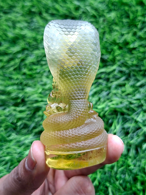 Citrine Lord Buddha Protected by Serpent Carving – A Masterpiece of Protection, Abundance, and Spiritual Strength | Reiki/Chakra/Healing/Energy | Home Decor