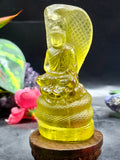 Citrine Lord Buddha Protected by Serpent Carving – A Masterpiece of Protection, Abundance, and Spiritual Strength | Reiki/Chakra/Healing/Energy | Home Decor