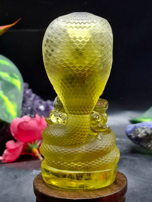 Citrine Lord Buddha Protected by Serpent Carving – A Masterpiece of Protection, Abundance, and Spiritual Strength | Reiki/Chakra/Healing/Energy | Home Decor
