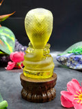Citrine Lord Buddha Protected by Serpent Carving – A Masterpiece of Protection, Abundance, and Spiritual Strength | Reiki/Chakra/Healing/Energy | Home Decor
