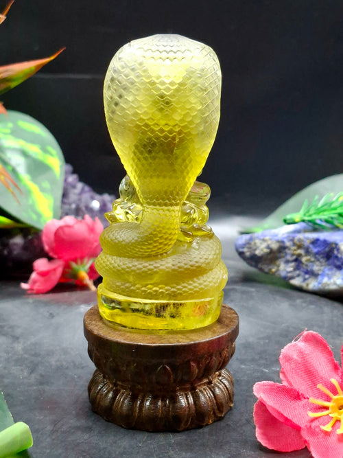 Citrine Lord Buddha Protected by Serpent Carving – A Masterpiece of Protection, Abundance, and Spiritual Strength | Reiki/Chakra/Healing/Energy | Home Decor
