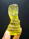 Citrine Lord Buddha Protected by Serpent Carving – A Masterpiece of Protection, Abundance, and Spiritual Strength | Reiki/Chakra/Healing/Energy | Home Decor