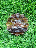 Guanyin Bodhisattva Carving on Lotus in Multi-Fluorite Stone – 113 gms, 3 Inch Spiritual Talisman for Décor, Protection & Meditation