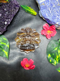 Guanyin Bodhisattva Carving on Lotus in Multi-Fluorite Stone – 113 gms, 3 Inch Spiritual Talisman for Décor, Protection & Meditation