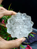 Guanyin Bodhisattva Carving on Lotus in Clear Quartz – A Symbol of Compassion, Clarity, and Spiritual Protection