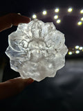 Guanyin Bodhisattva Carving on Lotus in Clear Quartz – A Symbol of Compassion, Clarity, and Spiritual Protection