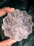 Guanyin Bodhisattva Carving on Lotus in Clear Quartz – A Symbol of Compassion, Clarity, and Spiritual Protection