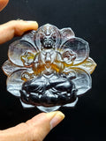 Guanyin Bodhisattva Carving on Lotus in Multi-Fluorite Stone – 97 gms, 3 Inches | Reiki/Chakra/Healing/Energy | Home Decor