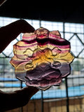 Guanyin Bodhisattva Carving on Lotus in Multi-Fluorite Stone – 97 gms, 3 Inches | Reiki/Chakra/Healing/Energy | Home Decor