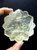 Guanyin Bodhisattva Carving on Lotus in Natural Citrine Stone – 102 gms, 3 Inches Long Spiritual Talisman for Calm Mind, Corporate Growth and Financial Protection