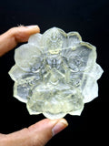 Guanyin Bodhisattva Carving on Lotus in Natural Citrine Stone – 102 gms, 3 Inches Long Spiritual Talisman for Calm Mind, Corporate Growth and Financial Protection