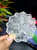 Guanyin Bodhisattva Carving on Lotus in Natural Clear Quartz – 106 gms, 3 Inches | Spiritual Healing Crystal, Meditation Tool, Home & Office Decor