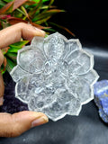 Guanyin Bodhisattva Carving on Lotus in Natural Clear Quartz – 106 gms, 3 Inches | Spiritual Healing Crystal, Meditation Tool, Home & Office Decor