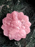 Guanyin Bodhisattva Carving on Lotus in Natural Rose Quartz – 126g, 3" | Spiritual Decor & Healing Crystal