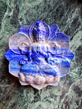 Guanyin Bodhisattva Carving on Lotus in Lapis Lazuli Stone – 122 gms, 3 Inches | Elegant Home Decor and Spiritual Healing
