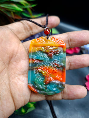 Chinese Jade Dragon Pendant Mala: A Symbol of Strength, Wisdom and Success | Gemstone Mala | Birthday Gift
