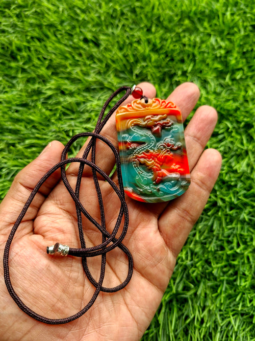 Chinese Jade Dragon Pendant Mala: A Symbol of Strength, Wisdom and Success | Gemstone Mala | Birthday Gift