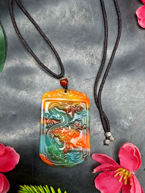 Chinese Jade Dragon Pendant Mala: A Symbol of Strength, Wisdom and Success | Gemstone Mala | Birthday Gift