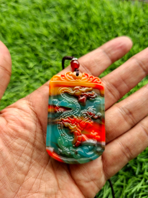 Chinese Jade Dragon Pendant Mala: A Symbol of Strength, Wisdom and Success | Gemstone Mala | Birthday Gift