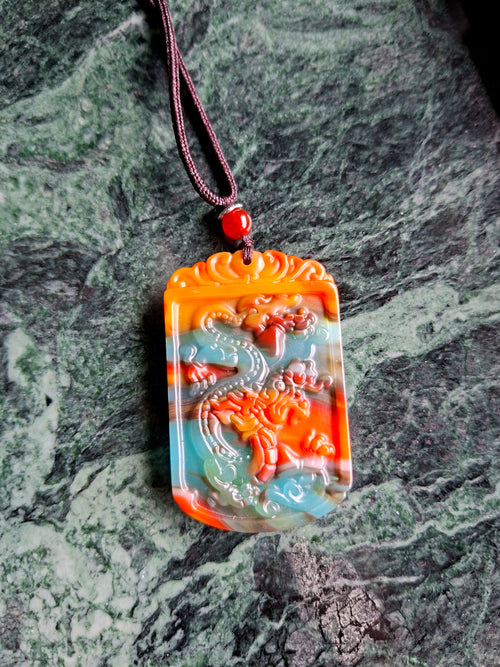 Chinese Jade Dragon Pendant Mala: A Symbol of Strength, Wisdom and Success | Gemstone Mala | Birthday Gift