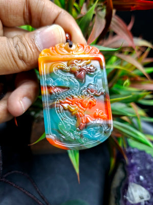 Chinese Jade Dragon Pendant Mala: A Symbol of Strength, Wisdom and Success | Gemstone Mala | Birthday Gift