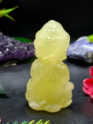 Baby Lord Buddha Carving in Citrine Gemstone – A Radiant Symbol of Peace, Positivity, and Prosperity | Home Decor | Weight 129  gms