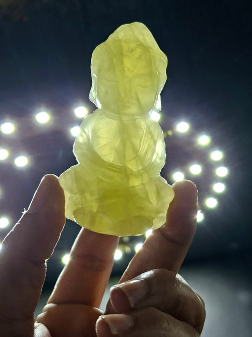 Baby Lord Buddha Carving in Citrine Gemstone – A Radiant Symbol of Peace, Positivity, and Prosperity | Home Decor | Weight 129  gms
