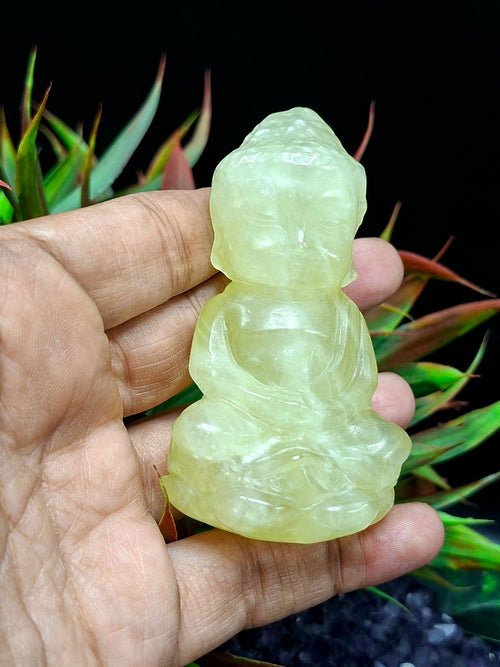 Baby Lord Buddha Carving in Citrine Gemstone – A Radiant Symbol of Peace, Positivity, and Prosperity | Home Decor | Weight 129  gms