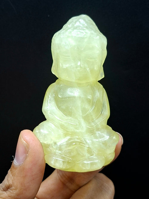 Baby Lord Buddha Carving in Citrine Gemstone – A Radiant Symbol of Peace, Positivity, and Prosperity | Home Decor | Weight 129  gms