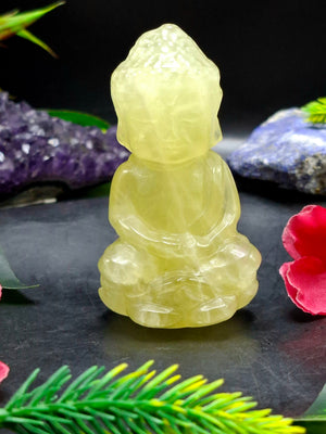Baby Lord Buddha Carving in Citrine Gemstone – A Radiant Symbol of Peace, Positivity, and Prosperity | Home Decor | Weight 129  gms