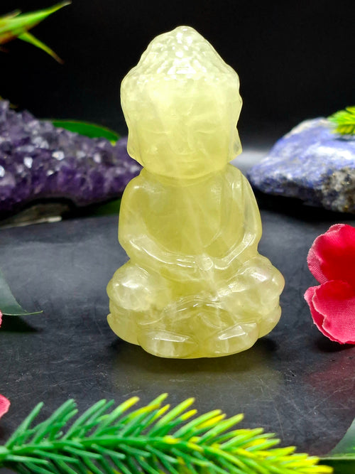 Baby Lord Buddha Carving in Citrine Gemstone – A Radiant Symbol of Peace, Positivity, and Prosperity | Home Decor | Weight 129  gms
