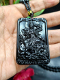 Black Obsidian Kwan Yin Pendant with Obsidian Bead Mala – A Divine Blend of Protection, Compassion, and Spiritual Harmony | Gemstone Mala | Birthday Gift | Weight 63 gms | ONE PIECE ONLY