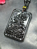 Black Obsidian Kwan Yin Pendant with Obsidian Bead Mala – A Divine Blend of Protection, Compassion, and Spiritual Harmony | Gemstone Mala | Birthday Gift | Weight 63 gms | ONE PIECE ONLY