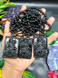 Black Obsidian Kwan Yin Pendant with Obsidian Bead Mala – A Divine Blend of Protection, Compassion, and Spiritual Harmony | Gemstone Mala | Birthday Gift | Weight 63 gms | ONE PIECE ONLY