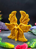 Yellow Jade Angel with Wings – A Symbol of Peace, Protection, and Prosperity | Reiki/Chakra/Healing/Energy | Home Decor