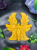 Yellow Jade Angel with Wings – A Symbol of Peace, Protection, and Prosperity | Reiki/Chakra/Healing/Energy | Home Decor