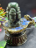 Panchmukhi (5-Faced) Shiva Lingam in Natural Labradorite Stone: A Sacred Symbol of Divine Protection, Transformation & Spiritual Harmony | Reiki/Chakra/Healing/Energy | Home Decor