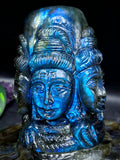 Panchmukhi (5-Faced) Shiva Lingam in Natural Labradorite Stone: A Sacred Symbol of Divine Protection, Transformation & Spiritual Harmony | Reiki/Chakra/Healing/Energy | Home Decor