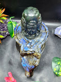Panchmukhi (5-Faced) Shiva Lingam in Natural Labradorite Stone: A Sacred Symbol of Divine Protection, Transformation & Spiritual Harmony | Reiki/Chakra/Healing/Energy | Home Decor