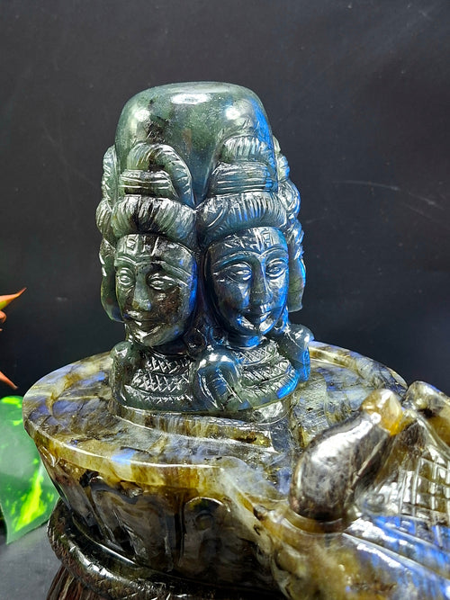 Panchmukhi (5-Faced) Shiva Lingam in Natural Labradorite Stone: A Sacred Symbol of Divine Protection, Transformation & Spiritual Harmony | Reiki/Chakra/Healing/Energy | Home Decor