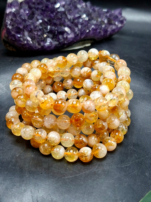 Natural Citrine Bracelet 8mm Beads – Stone of Wealth, Solar Plexus Chakra Balancing, Prosperity & Healing Crystal Jewelry | ONE PIECE ONLY