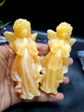 Yellow Calcite Winged Angel Carving – 121 g, 3.8 inch Crystal Angel for Home, Office & Meditation Decor, Positivity, Growth & Gratitude | ONE PIECE ONLY