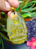 Kwan Yin Bodhisattva Citrine Pendant Mala with Yellow & Black Beads – 39g, 15 Inch Spiritual Necklace for Prosperity, Balance & Daily Wear