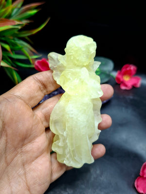Citrine Winged Angel Carving – 3.9 Inch, 145g Spiritual Crystal for Prosperity, Protection & Meditation Décor