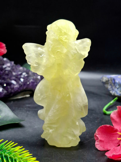 Citrine Winged Angel Carving – 3.9 Inch, 145g Spiritual Crystal for Prosperity, Protection & Meditation Décor