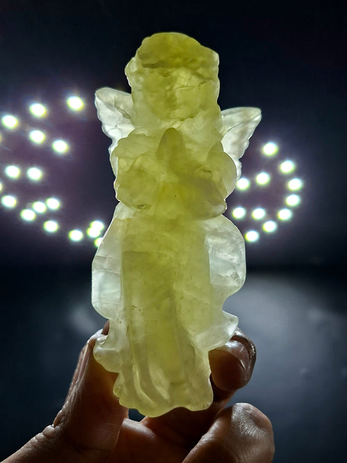 Citrine Winged Angel Carving – 3.9 Inch, 145g Spiritual Crystal for Prosperity, Protection & Meditation Décor