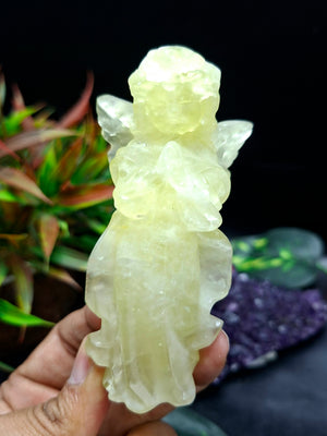Citrine Winged Angel Carving – 3.9 Inch, 145g Spiritual Crystal for Prosperity, Protection & Meditation Décor